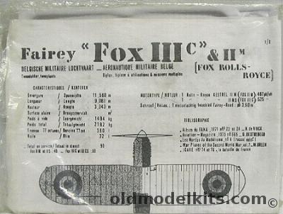 Unknown 1/72 Fairey Fox III C and II M Belgian Air Force plastic model kit